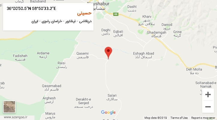 روستای حسینی بر روی نقشه