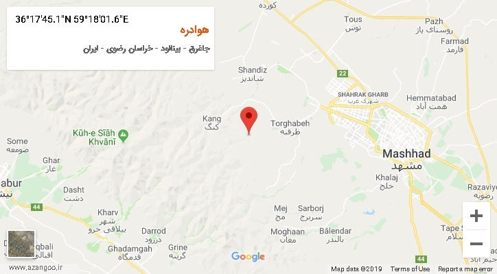 روستای هوادره بر روی نقشه