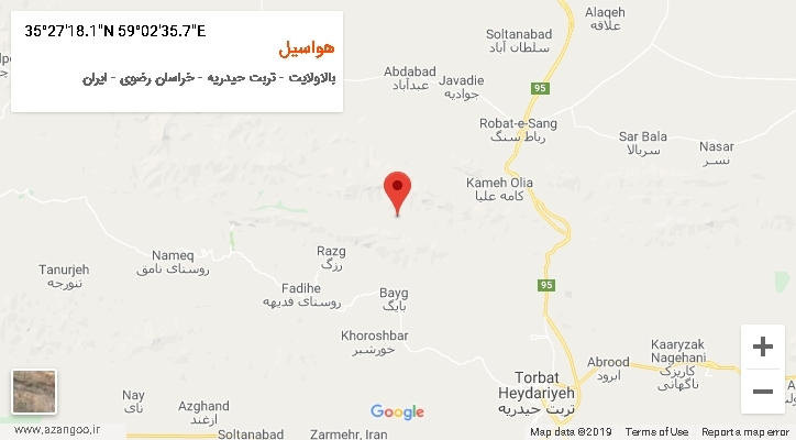 روستای هواسیل بر روی نقشه