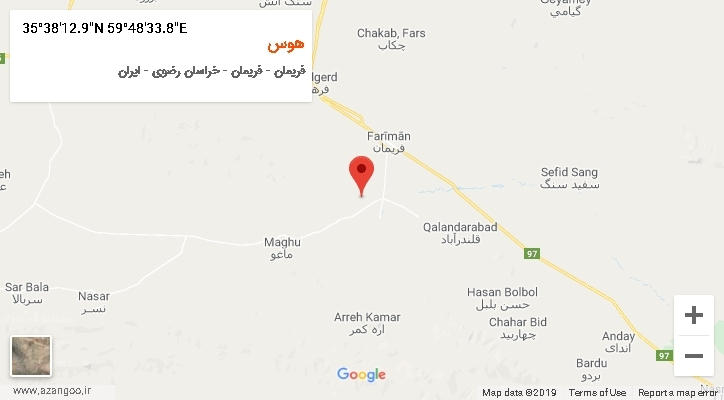روستای هوس بر روی نقشه