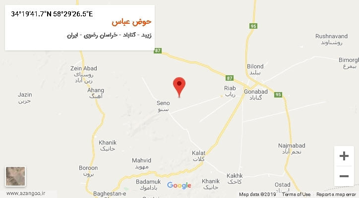 روستای حوض عباس بر روی نقشه