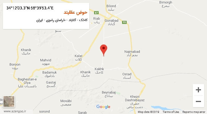 روستای حوض عقلبند بر روی نقشه