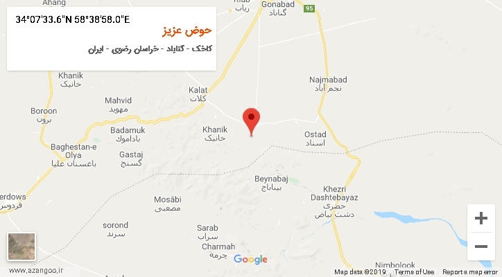 روستای حوض عزیز بر روی نقشه