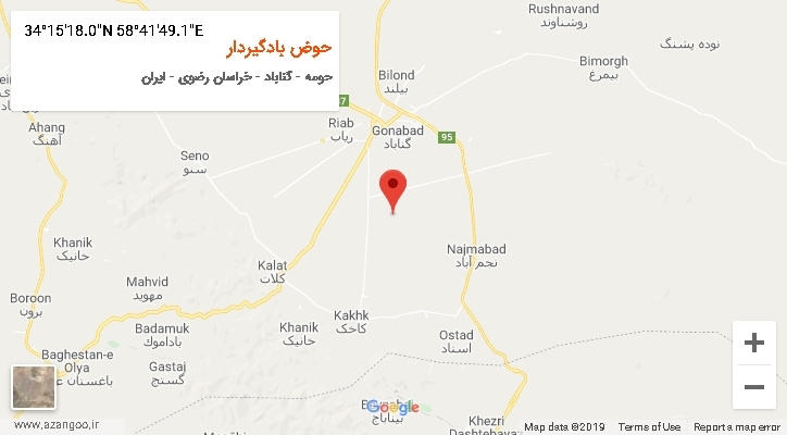 روستای حوض بادگیردار بر روی نقشه
