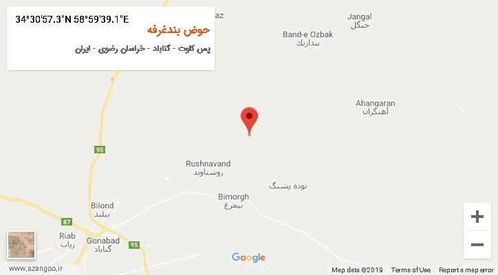 روستای حوض بندغرفه بر روی نقشه
