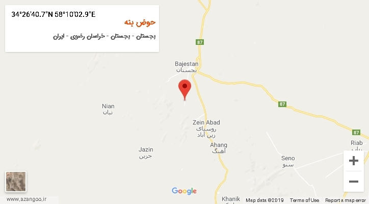 روستای حوض بنه بر روی نقشه