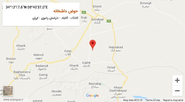 روستای حوض داشخانه بر روی نقشه