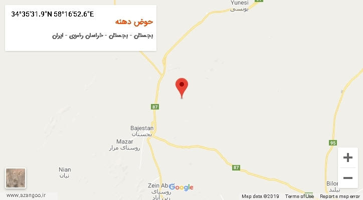 روستای حوض دهنه بر روی نقشه