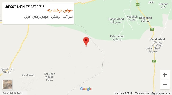 روستای حوض درخت بنه بر روی نقشه