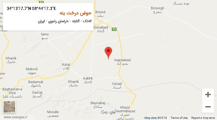 روستای حوض درخت بنه بر روی نقشه
