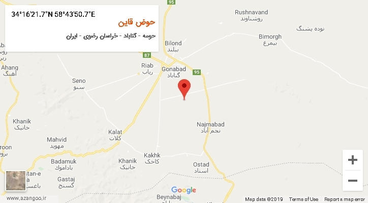 روستای حوض قاین بر روی نقشه