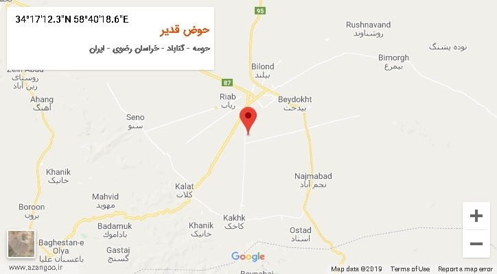 روستای حوض قدیر بر روی نقشه