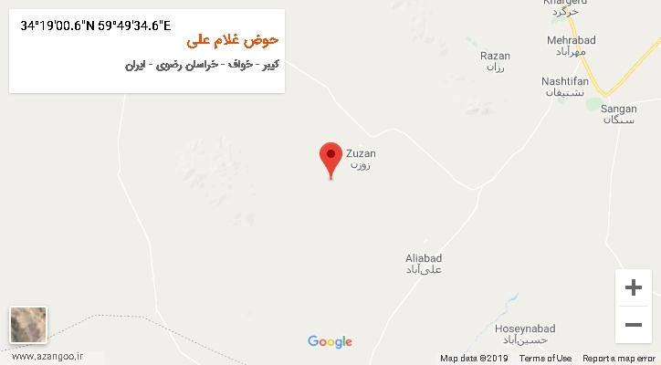 روستای حوض غلام علی بر روی نقشه
