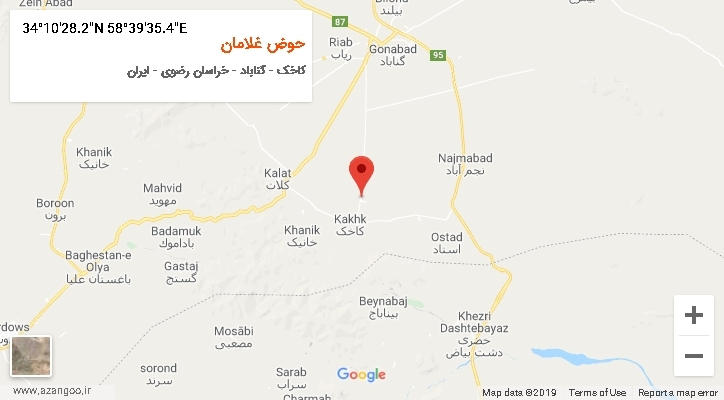 روستای حوض غلامان بر روی نقشه