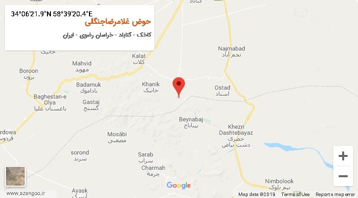 روستای حوض غلامرضاجنگلی بر روی نقشه