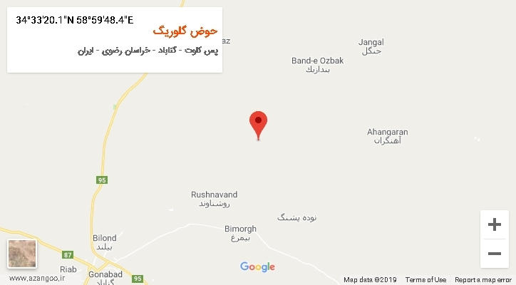 روستای حوض گلوریگ بر روی نقشه