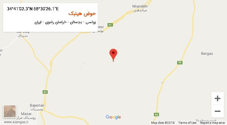 روستای حوض هینبک بر روی نقشه