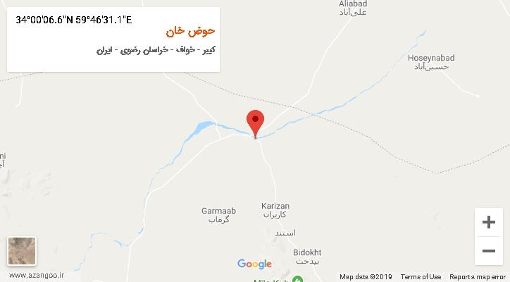 روستای حوض خان بر روی نقشه