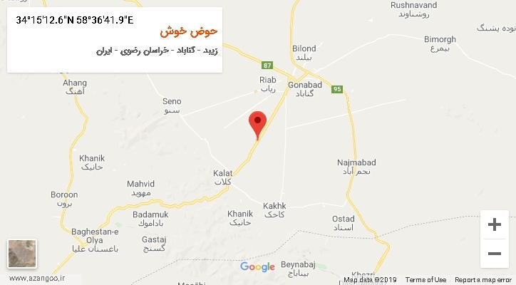 روستای حوض خوش بر روی نقشه