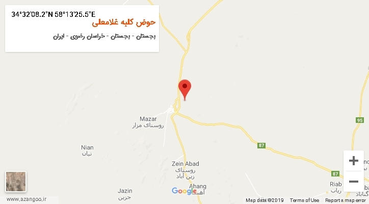 روستای حوض کلبه غلامعلی بر روی نقشه
