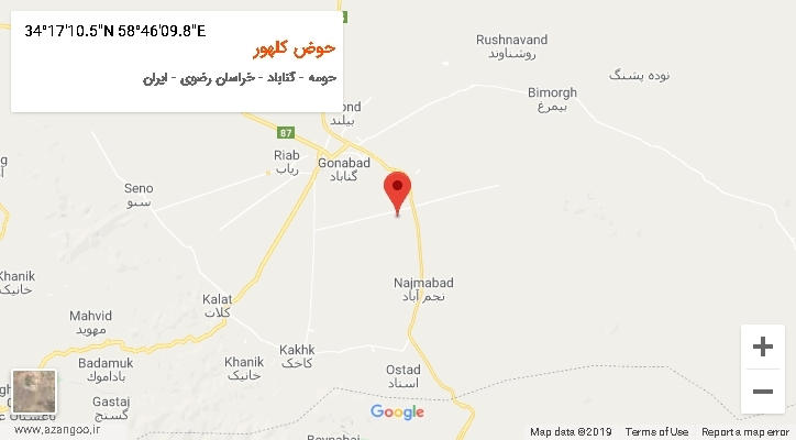 روستای حوض کلهور بر روی نقشه