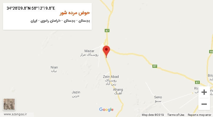 روستای حوض مرده شور بر روی نقشه