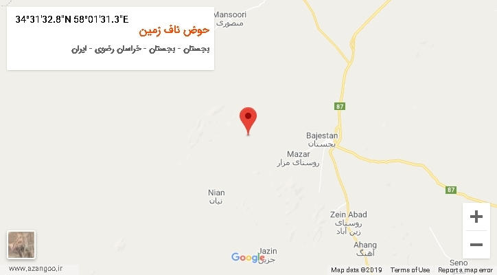 روستای حوض ناف زمین بر روی نقشه