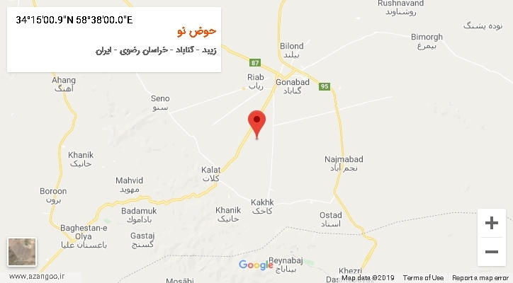روستای حوض نو بر روی نقشه