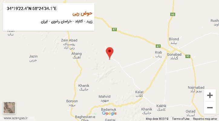 روستای حوض ربی بر روی نقشه