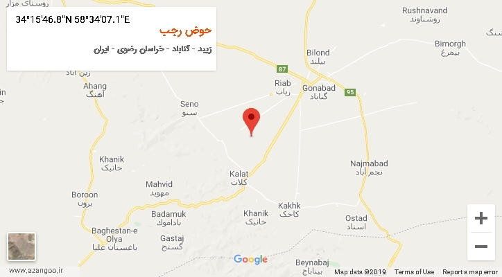 روستای حوض رجب بر روی نقشه