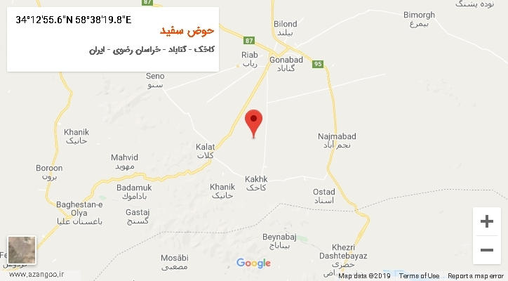 روستای حوض سفید بر روی نقشه