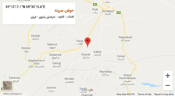 روستای حوض سربند بر روی نقشه