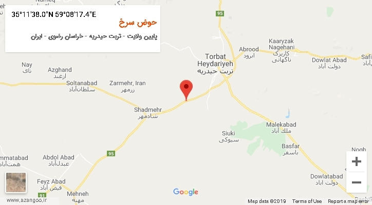 روستای حوض سرخ بر روی نقشه