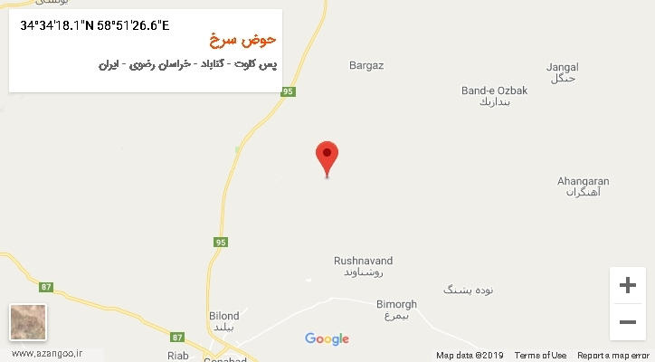 روستای حوض سرخ بر روی نقشه