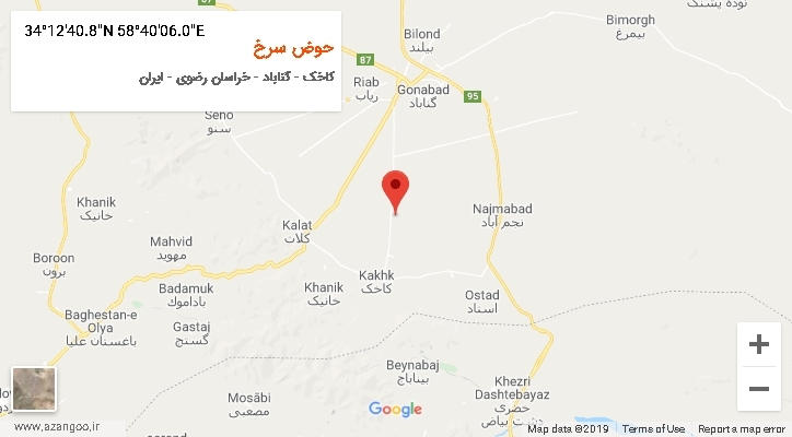 روستای حوض سرخ بر روی نقشه