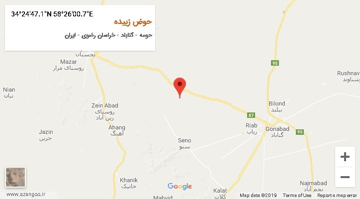 روستای حوض زبیده بر روی نقشه