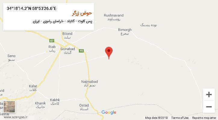 روستای حوض زرگر بر روی نقشه