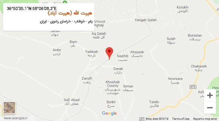 روستای هیبت الله (هیبت آباد) بر روی نقشه