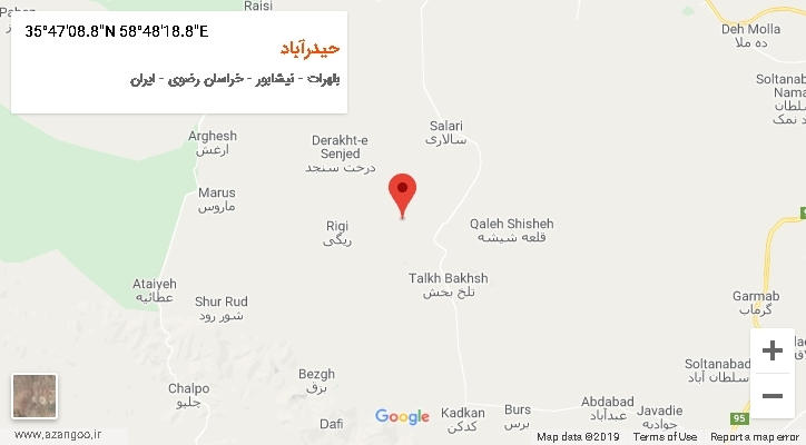 روستای حیدرآباد بر روی نقشه