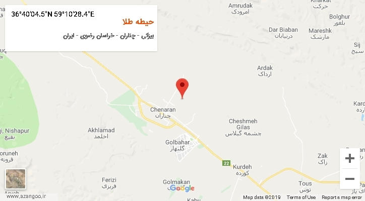 روستای حیطه طلا بر روی نقشه