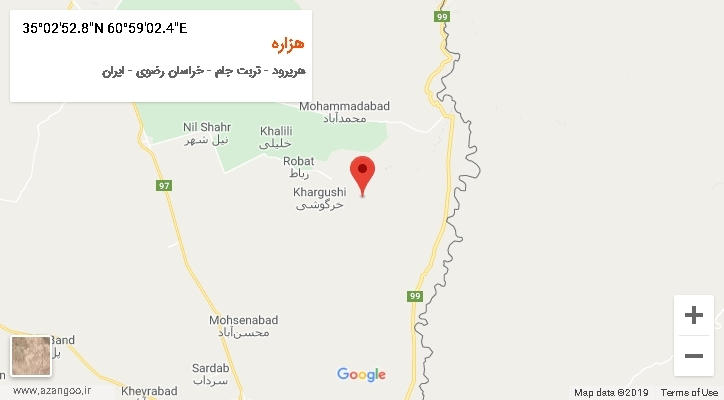 روستای هزاره بر روی نقشه