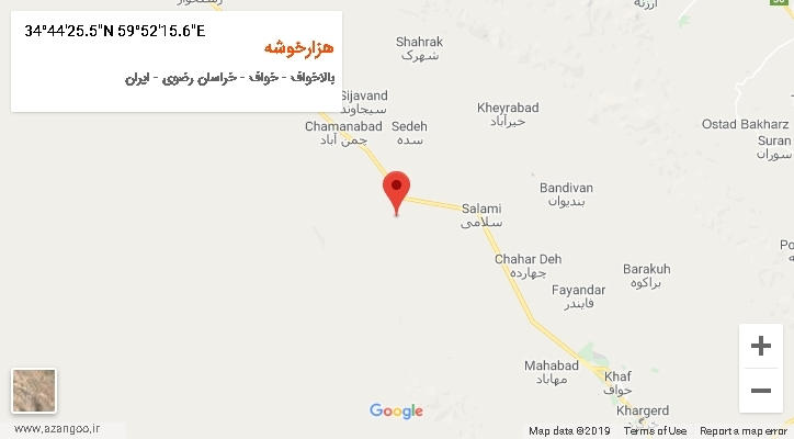 روستای هزارخوشه بر روی نقشه