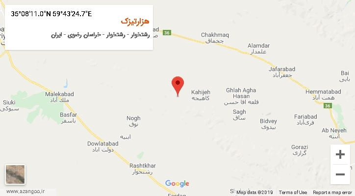 روستای هزارتیزک بر روی نقشه