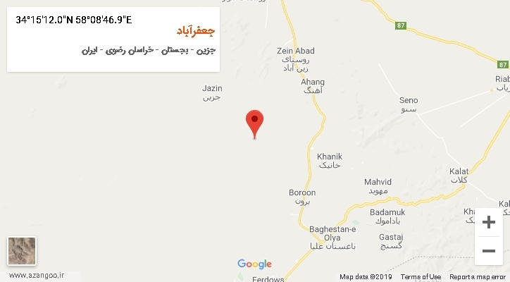 روستای جعفرآباد بر روی نقشه