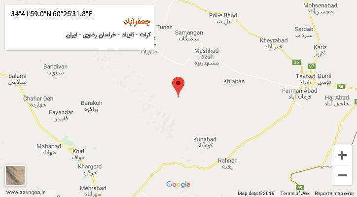 روستای جعفرآباد بر روی نقشه