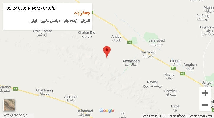 روستای جعفرآباد بر روی نقشه