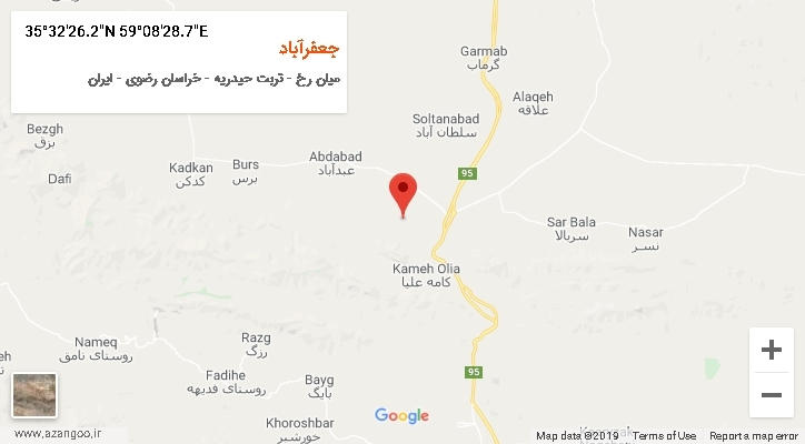 روستای جعفرآباد بر روی نقشه