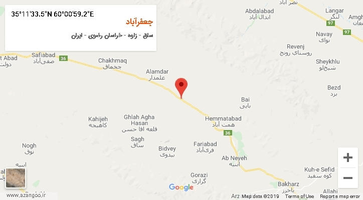 روستای جعفرآباد بر روی نقشه