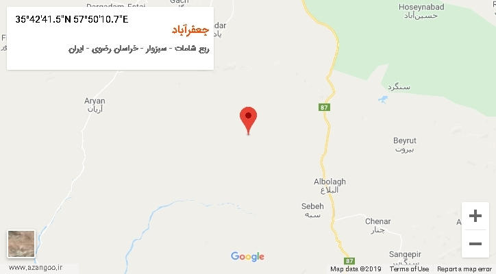 روستای جعفرآباد بر روی نقشه