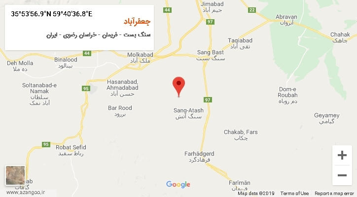 روستای جعفرآباد بر روی نقشه
